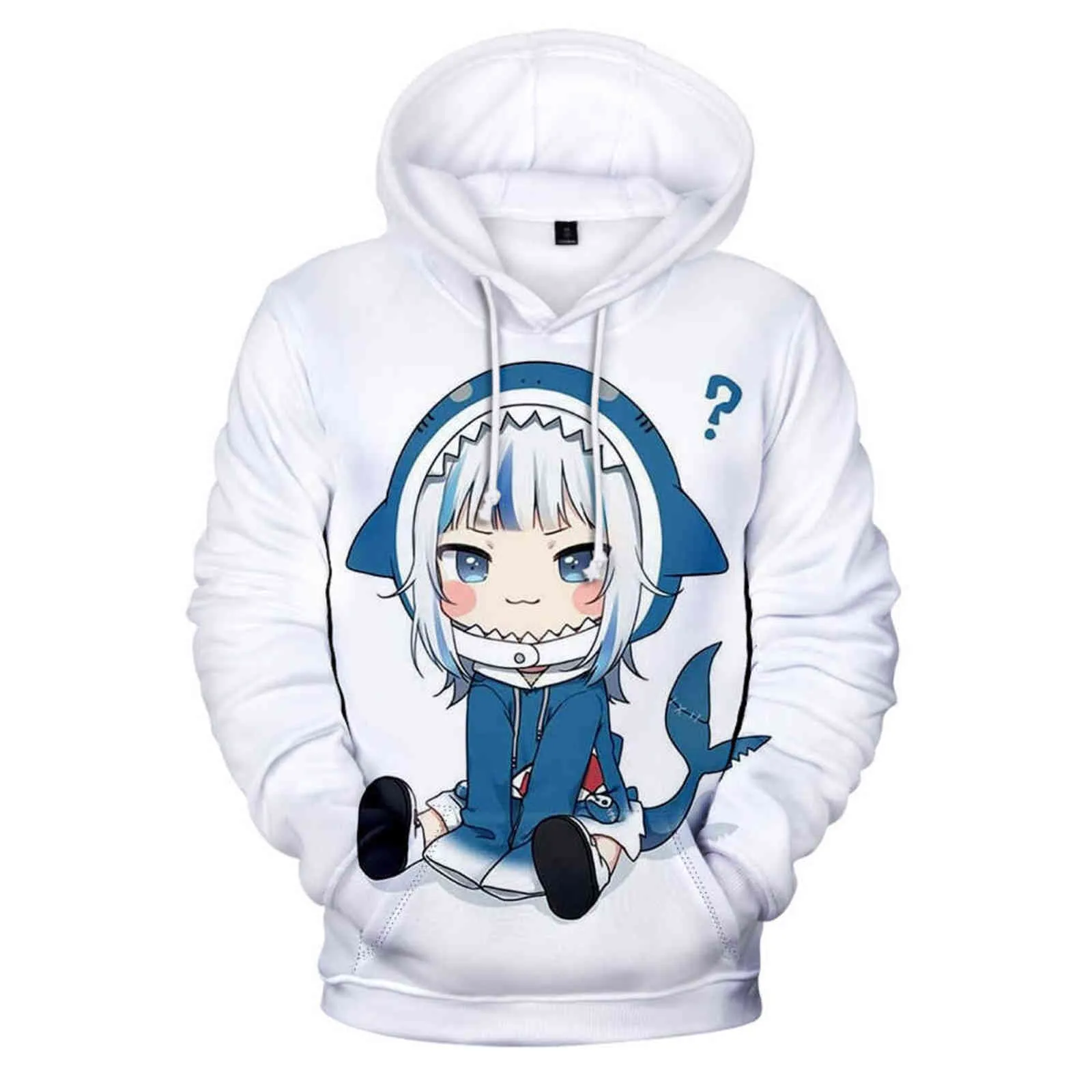 Nouveauté 3D Hommes / Femmes Automne Mode Sweat-shirt Populaire Anime Gawr Gura 3D Imprimer Sweats à capuche Casual Sweat-shirt lâche Gawr Gura Hoody Y211118