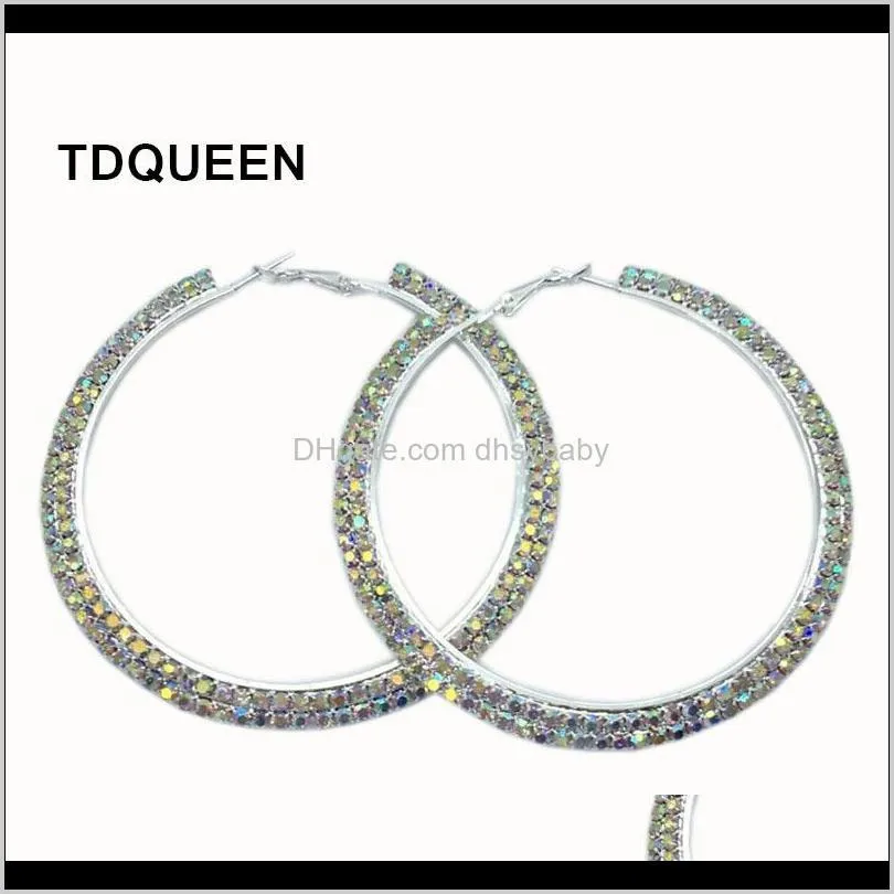 rhinestone crystal large hoop earrings ab rhinestones round circle earrings delicate big hoops fashion jewelry for women