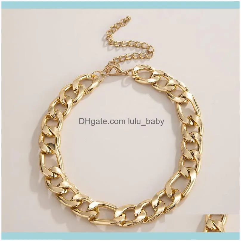 Chains WANGLUFEI Big Gold Curb Link Chain Necklace For Women  Chunky Cuban Choker Thick Punk Hip Hop Jewelry Gifts
