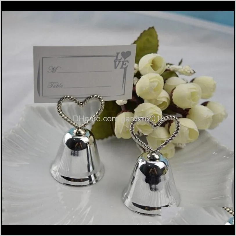  shipping fashion heart bell place card holder wedding favors table card holders wholesale wa4005