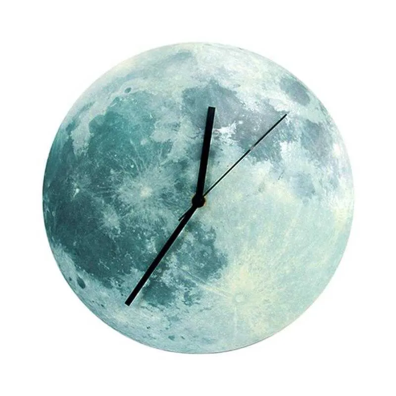 3D Glowing Moon Luminous Wall Clocks Waterproof DIY Fluorescent kids Living Room Clock Wall Halloween Gift Clock Wall Stickers X0705