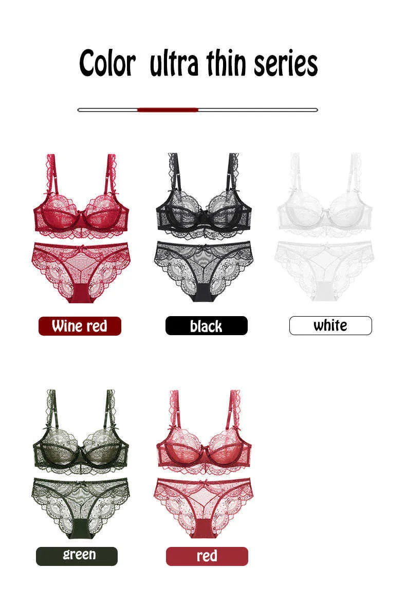 Sexy Lace Ultra Thin Bra And Panties Set Back Large Size Underwear For  Women In Brassieres A E Cup Q0705345M From Imeav, $23.63