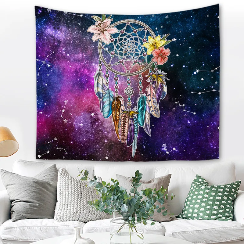 150x200 سنتيمتر رومانسية dreamcatcher dreamlike ملون جدار السجاد الريش غرفة المعيشة الجدار الزخرفية شنقا نسيج