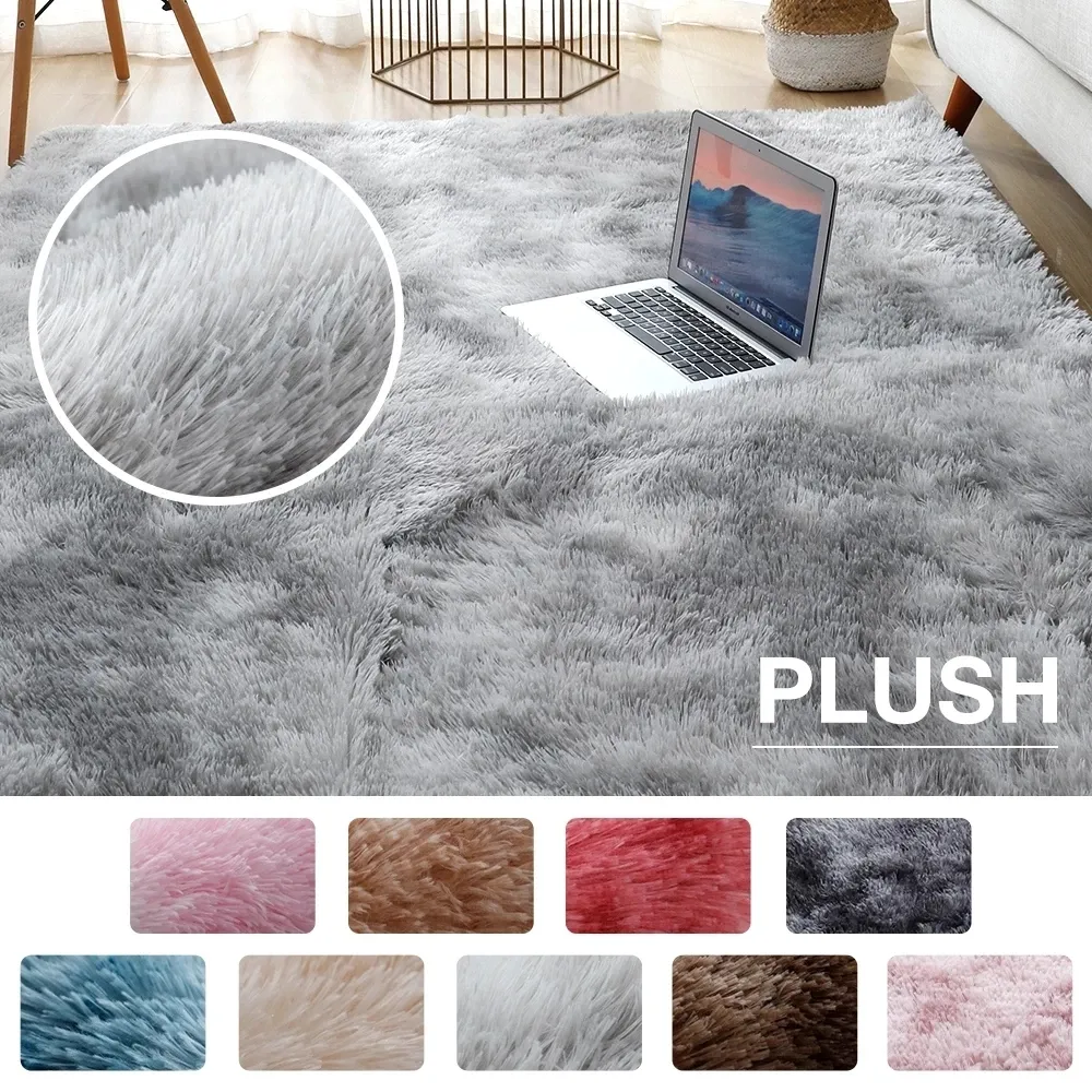 Plysch matta vardagsrum dekoration fluffig rug tjockt sovrum mattor glidgolv mjuka lounge mattor solida stora mattor w-01244