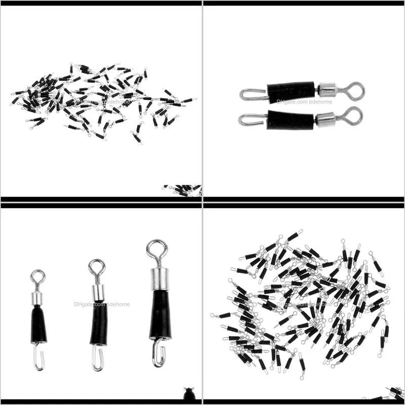 200 pieces fishing sub-line link connector quick fishing clip rolling swivels m l reduce friction between fishing line and hook