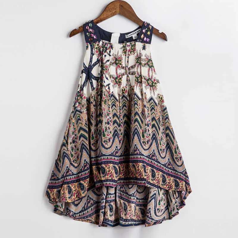 Bohemian Style Printed Cotton Princess Dress For Girls Perfect For