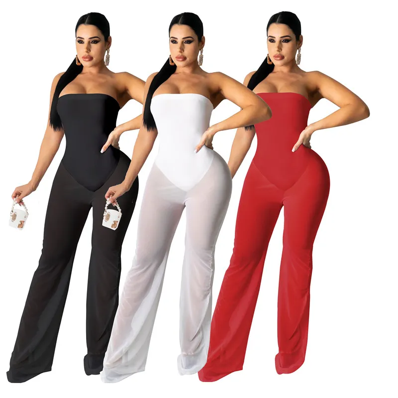 Bulk Womens Jumpsuits Rompertjes Elegante Mode Solid Bodycon Strapless Playsuit Pullover Comfortabele Clubwear Selling Kleding K7383