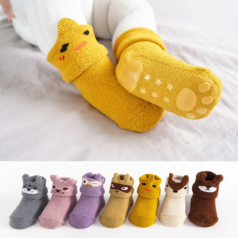 Coral velvet baby non-slip floor socks autumn winter warm and thick boys and girls indoor yjd