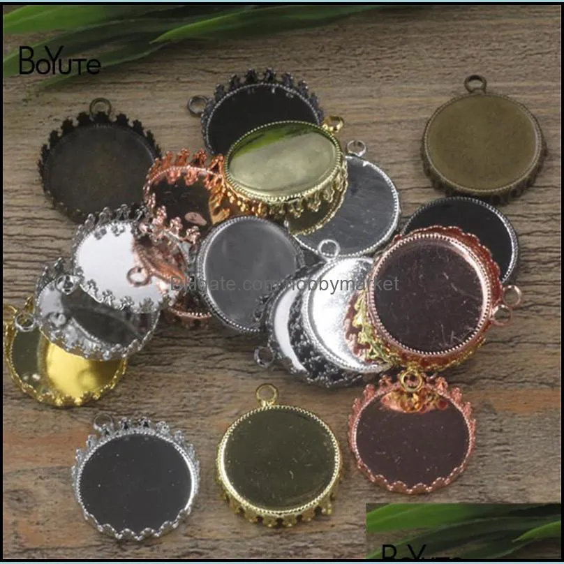 BoYuTe 20Pcs Round 15MM 20MM 25MM Hot sale Cameo Cabochon Setting Diy Pendant Blank Base Tray