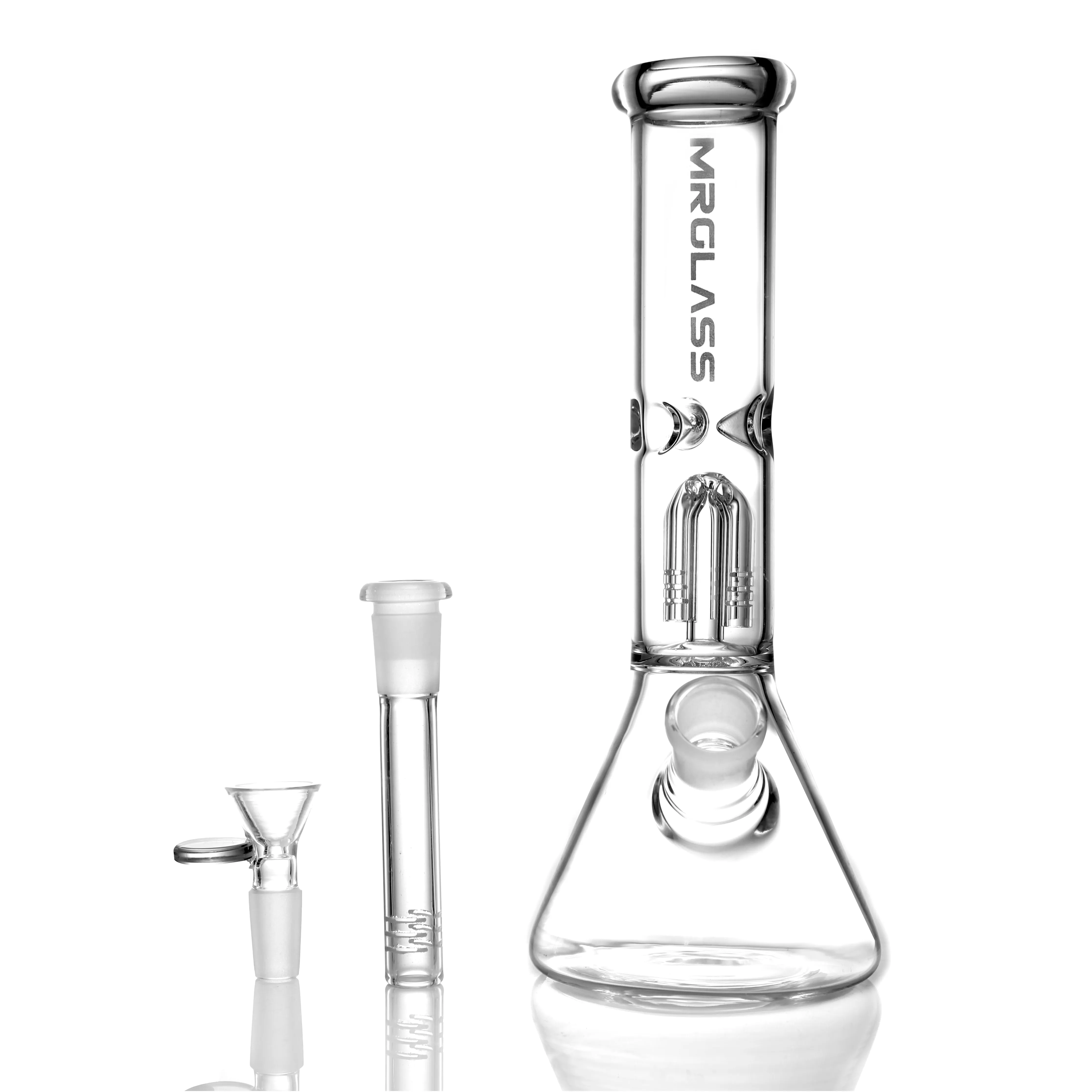 Hookah glass bong water pipe 2022 latest 9.5inches transparent perforated tree branch bubbler ice catcher beaker bongs dab rig with 14mm bowl joint and downstem