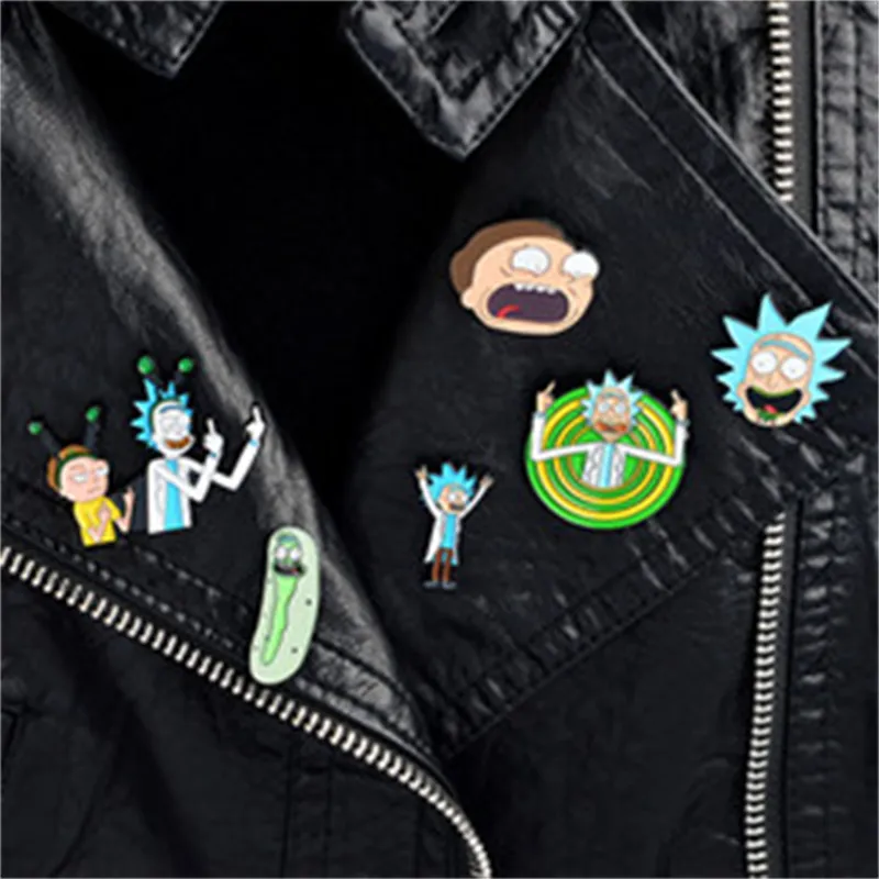 1000 styles Autocollants épingle Genius savant fou Badge Boutons Broche Icônes de dessin animé Style enfants Anime Lovers Denim Shirt Épinglettes