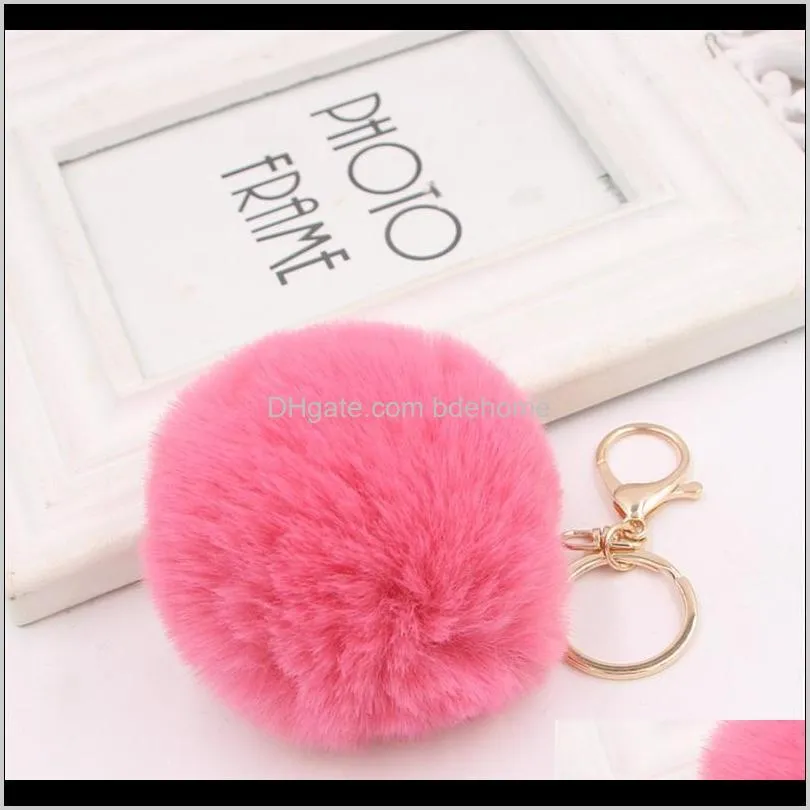 lanway gold rabbit fur ball keychain fluffy keychain fur pom pom llaveros portachiavi porte clef key ring key chain for bag 436 t2