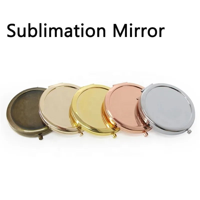 70mm Süblimasyon Makyaj Aynalar Metal DIY Boş Yuvarlak Kozmetik Ayna ile 1: 2 Lens Festivali Parti Hediye Kız Arkadaşı Için