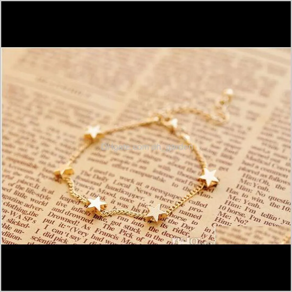 elegant gold plated star love heart charm bracelets bridal wedding jewelry for women girls valentine`s day gifts