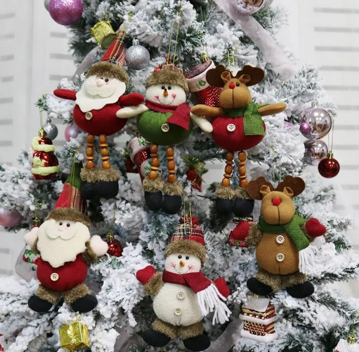 Natal decorações idosos boneco de neve Elk Christma Presente Pequeno pingente de pelúcia boneca Xmas Árvore suprimentos JJF10757