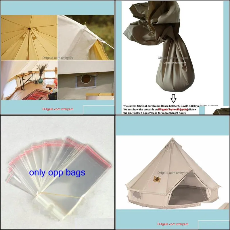 Shelters Camping Hiking Sports & Outdoorshigh Quality Waterproof Mildew-Proof Canvas Bell Tent Two Stove Jackets (Top And Wall) All Season