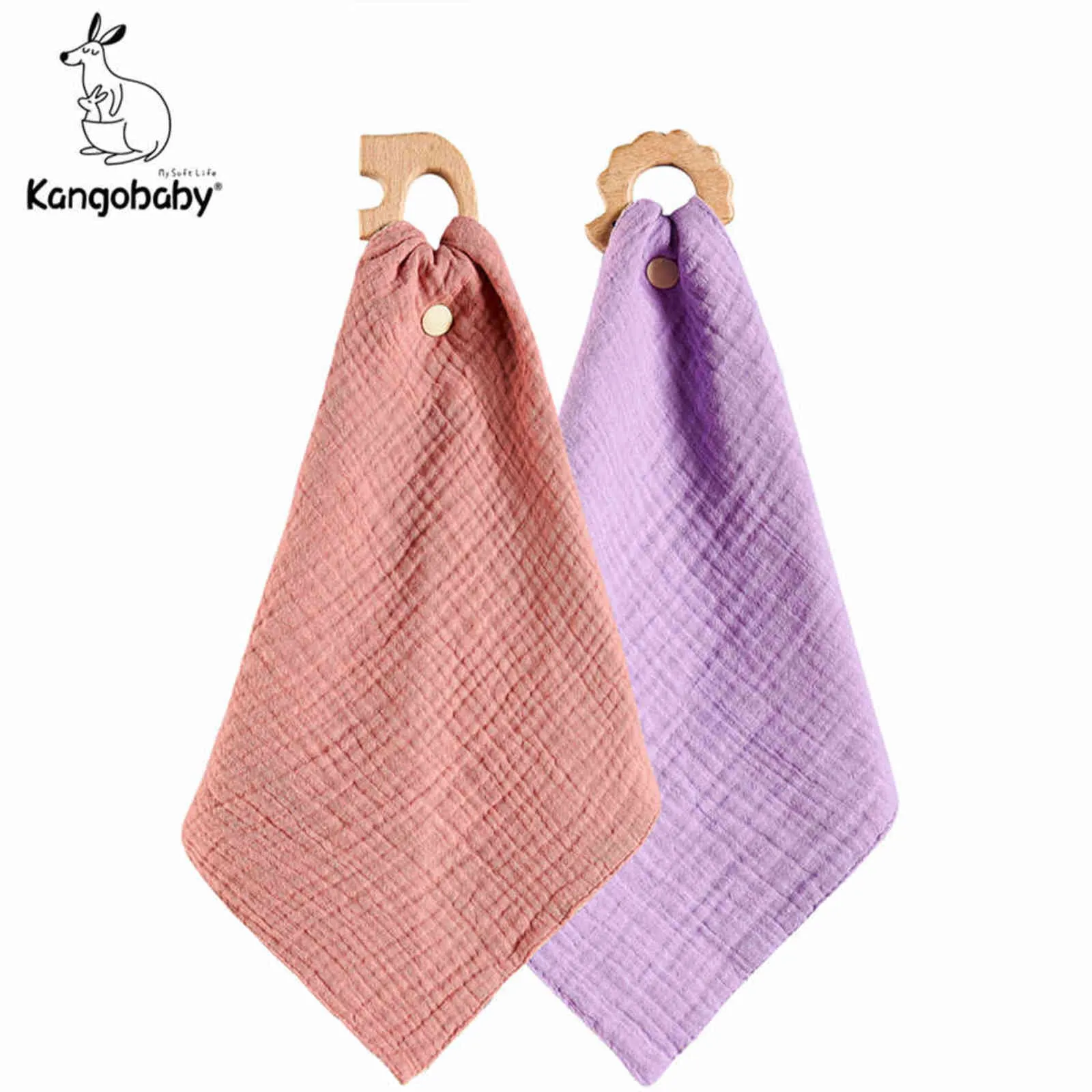 Kangobaby #My Soft Life# 2pieces Pack Solid Color Reversible Skin-friendly Baby Comforter Soothing Towel 211117