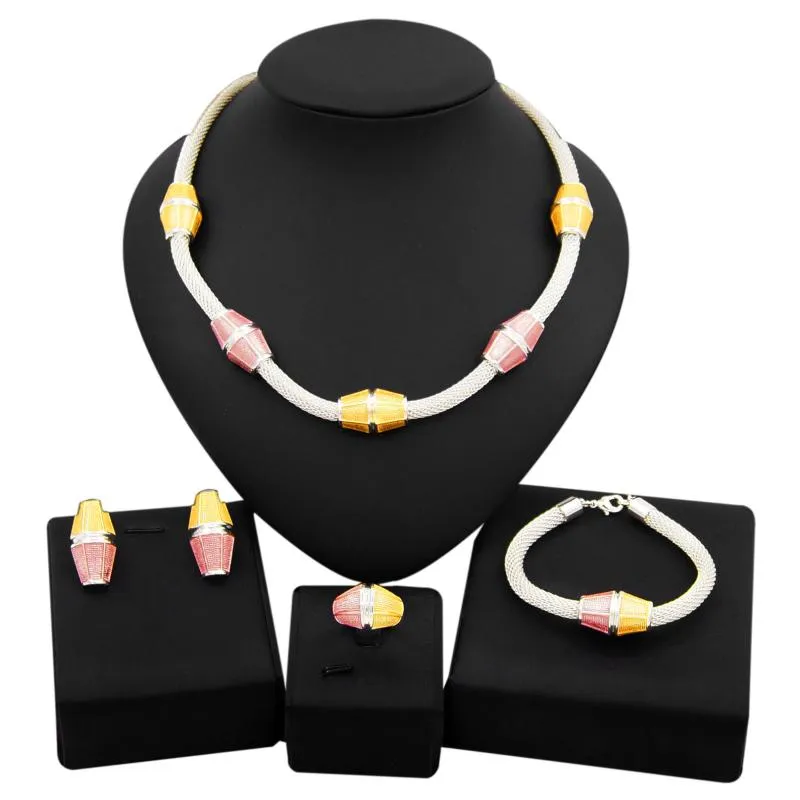Earrings & Necklace Yulaili Fashion Geometry Design Dubai Gold Jewelry Sets Bridal Chain Stud Bracelet Ring Jewelery Wholesale