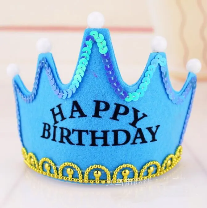 LED Crown Hats Boy Girl Princess King Tiara Happy Birthday Party Decoration Hats Baby Shower Parties Decorations Supplies