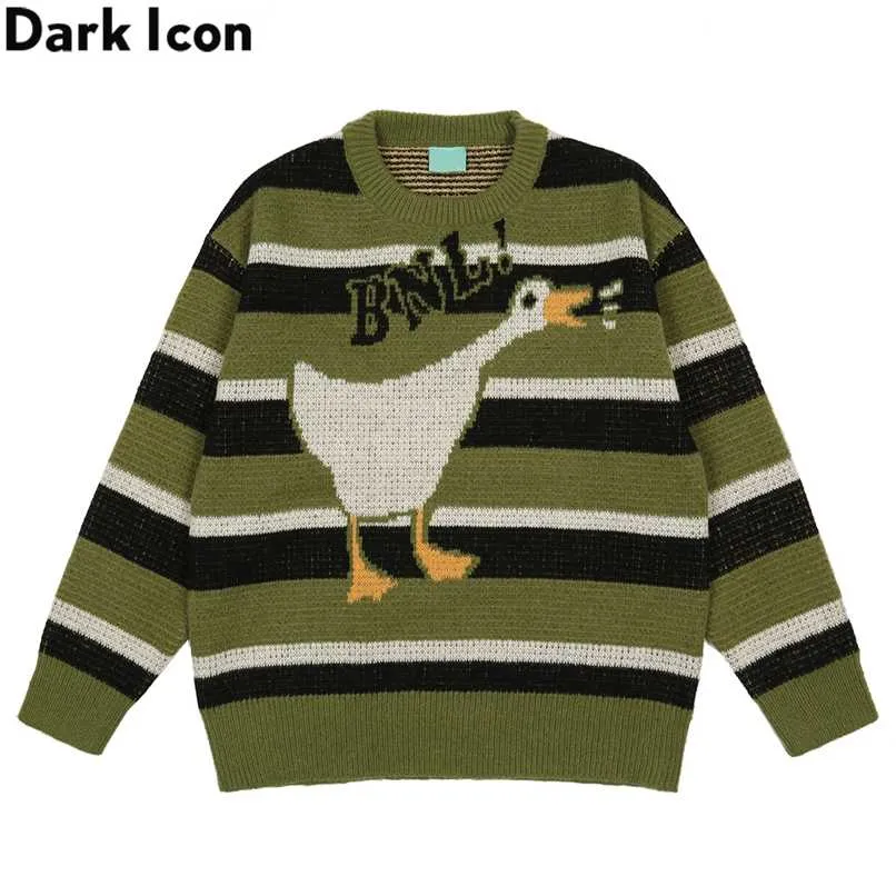 Dark Icon Canard Rayé Pull Hommes Pull Surdimensionné Vintage Hommes Chandails Unisexe Vêtements 211221