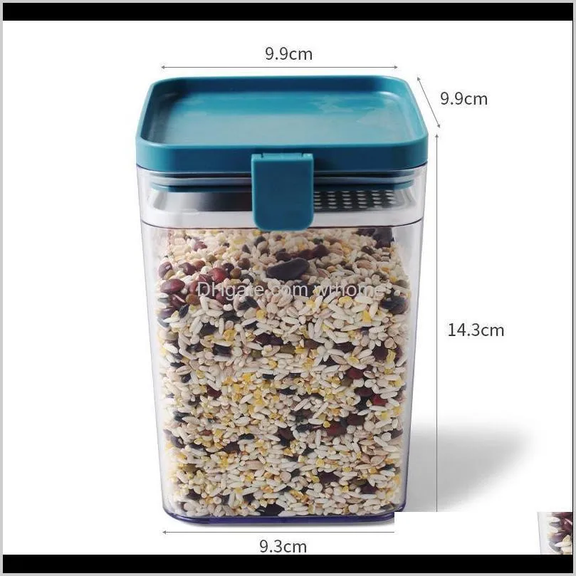 1pcs Plastic Container Sealing Storage Canister With Lid Cereal Containers Flour Tank For Kitchen 500/1000/1600ml PW Bottles & Jars