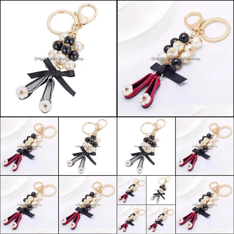 New pearl shoes keychain personalized embroidered shoes car key ring female bag pendant ornaments fashion charm key chain