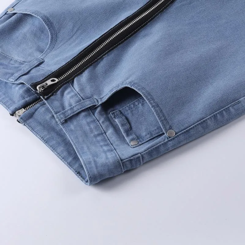 Y2K Sexy Back Zipper Longo Jeans Mulheres Clássico Cintura Alta Lápis Lápis  Luz Azul Calças Jeans Elástico Envoltório Quadril Calças 210517 De $150,15