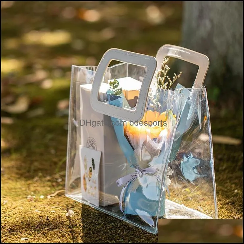 Gift Event Festive Supplies Home & Gardengift Wrap Transparent Handbags Pvc Bag With Handles Ins Wedding Candy Festival Party Favor Treat Pa