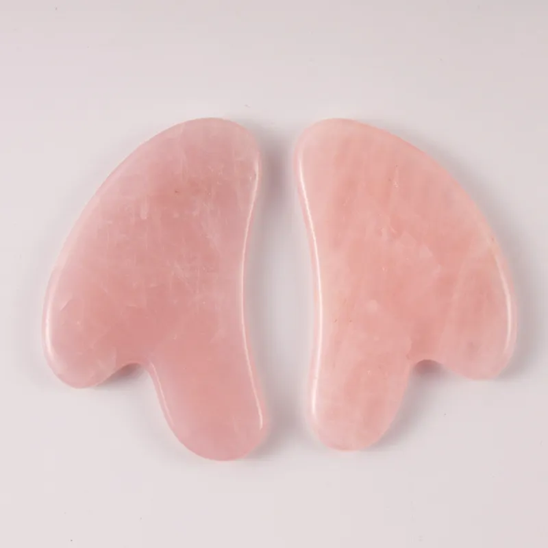 Pink Crystal Heart Shaped Jade Massager Stones V Face Chinese Acupuncture Pressure Treatment FACIAL MASSAGETOOL Gua Sha board
