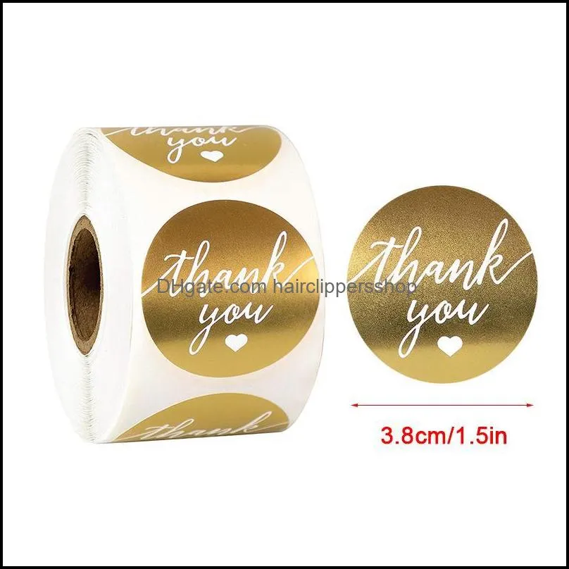 Gift Wrap 500Pcs/Roll 38MM Gold Thank You Stickers Seal Label Handmade Cake Sticker