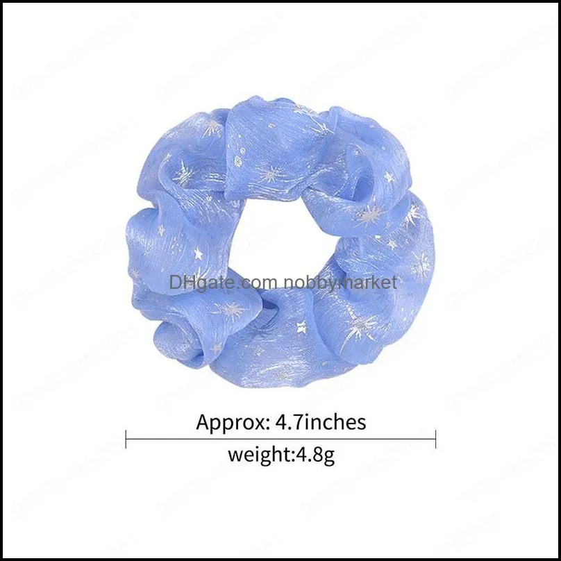 Organza Hair Scrunchies Ponytail Holder Hair Ties Elastic Rubber Hair Bands Shiny Star Chiffon Headwear Accessories