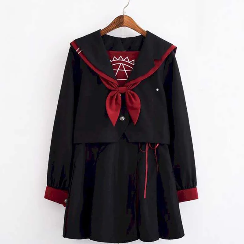 Japansk långärmad jk uniform kjol kostym sommarstudent koreansk college stil magisk array jk sailor kvinnlig 2 210526