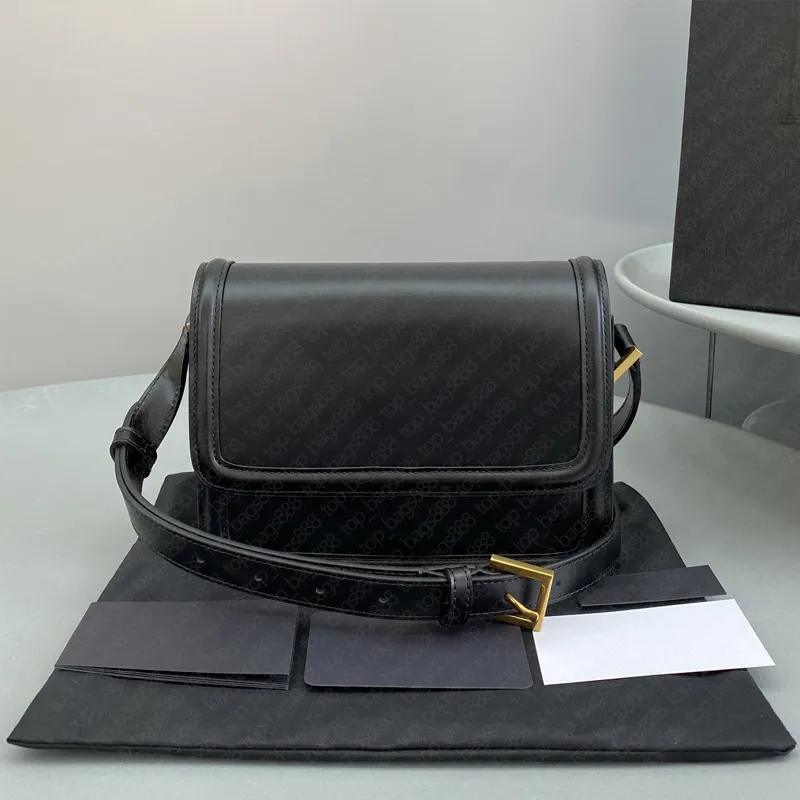 Luxusdesigner Marke Black Box Bag Plain Gold Metall Logo Lock-Taste 2 Größen Echtes Leder Top Qualität Schulter Kreuz Körper Mode Taschen