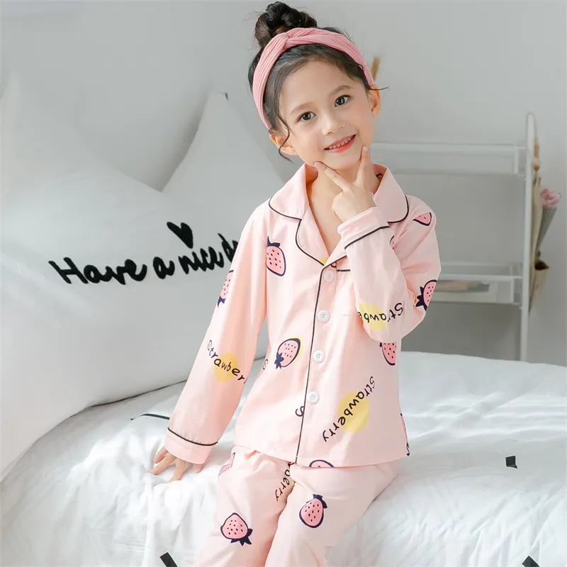 Spring and autumn children&889s long sleeved pajamas suit for kids 100%cottonSilk girls boys household clothes children Designer 742 V2