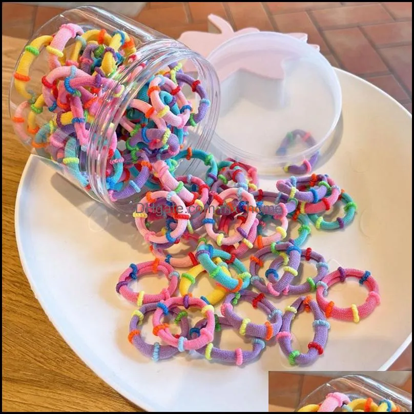Hair Accessories 80pcs/lot Girl Candy Color Bands Elasticity Rubber Band Nylon Thickened Headband Children Ponytail