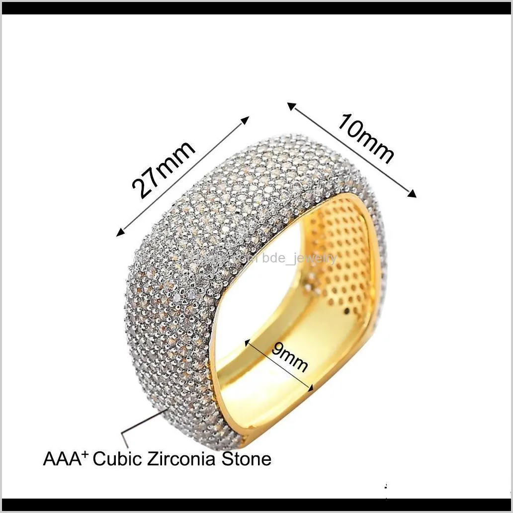 hip hop men rings square 3d punk zircon ring jewelry paved cz crystal shiny gift for male engagement ring high quality gold