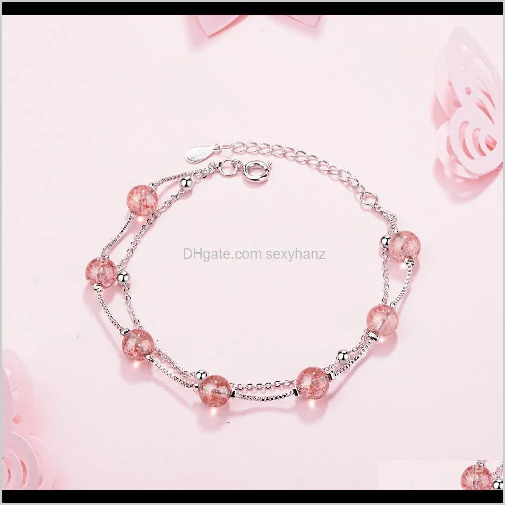 Charm Drop Delivery 2021 Sier Fashion Pink Ball Crystal Bracelets Jewelry Women Bracelet Wholesale Swpr6