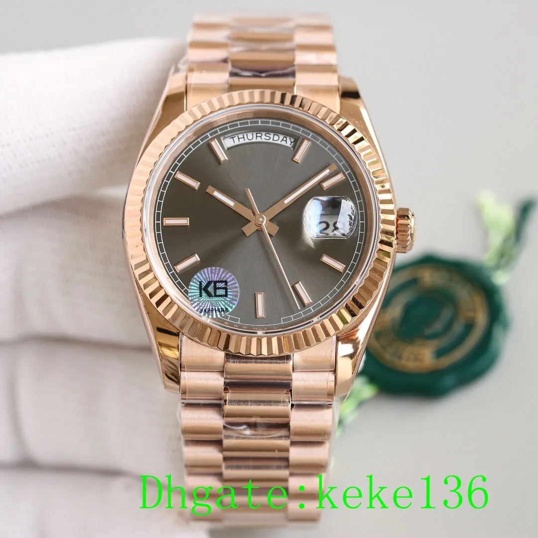 2 färger Mode toppkvalitet herrklocka 128238 36mm Rose Gold svart grå Urtavla Sapphire Japanskt urverk Automatiskt mekaniskt Herr självlysande klockor Armbandsur