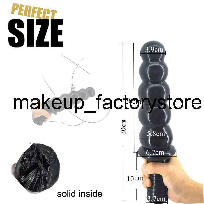 Massage Super Soft Anal Beads Big Butt Plug Suction Cup Black Dildo Anal Booty Beads Huge Anus dilator Sex Toys for Adults Woman M263v