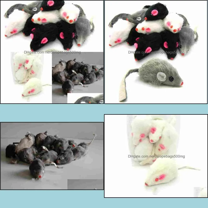 real rabbit fur mouse for cat toys mouse with sound high quality Free shipping 1pc mix color