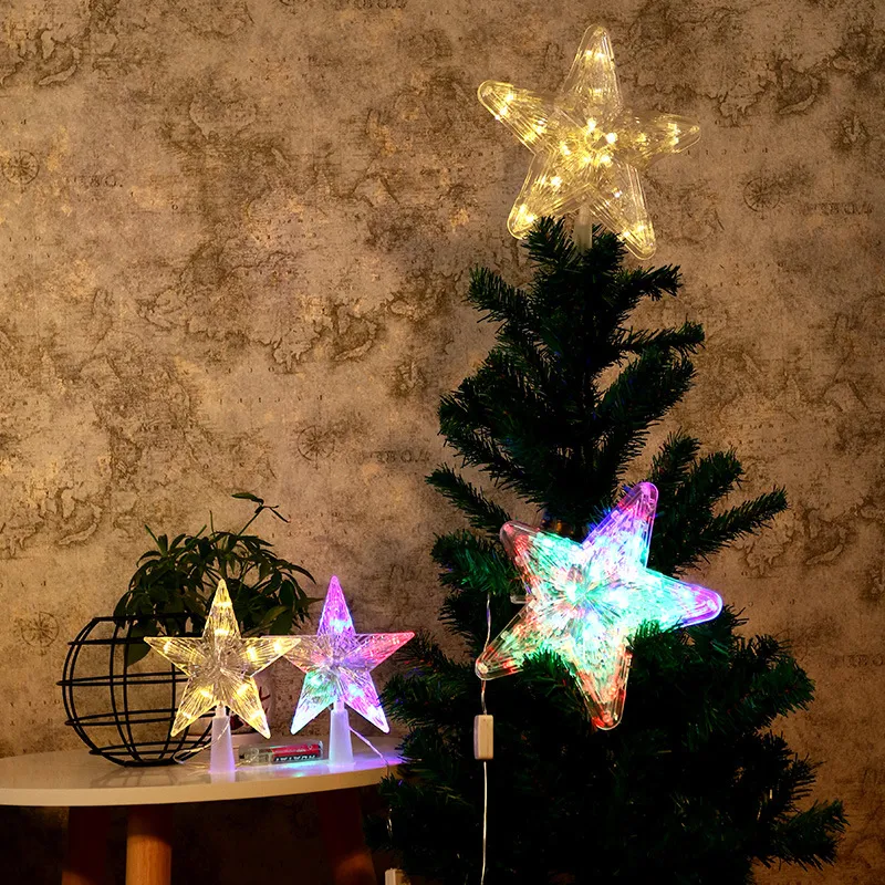 LED Christmas tree lights Luminous star string light Battery box Five-pointed stars decoration different sizes colors