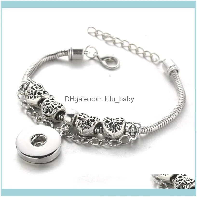 Charm juvelrycharm armband hjärtkristall blomma metall snap fit boom liv 18mm smycken hummer spänne armband 4590 droppleverans 2021 rjk4