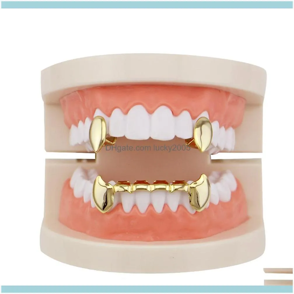 cheap sale single vampire fangs canines and gold braces teeth grills party teeth accoessories