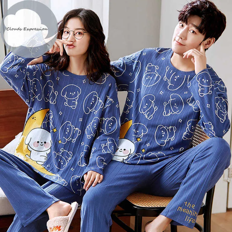 Cartoon Cotton Pajama Set For Couples Autumn/Winter Cotton Sleepwear For  Women And Girls Home Clothing From Kong003, $18.76