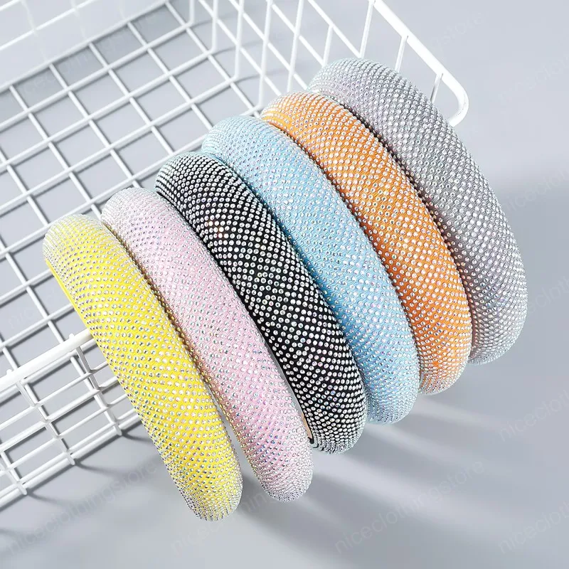 Mode Snoep Kleur Stof Rhinestone Acryl Sponge Hoofdband Voor Vrouwen Eenvoudige Partij hoofd Haaraccessoires