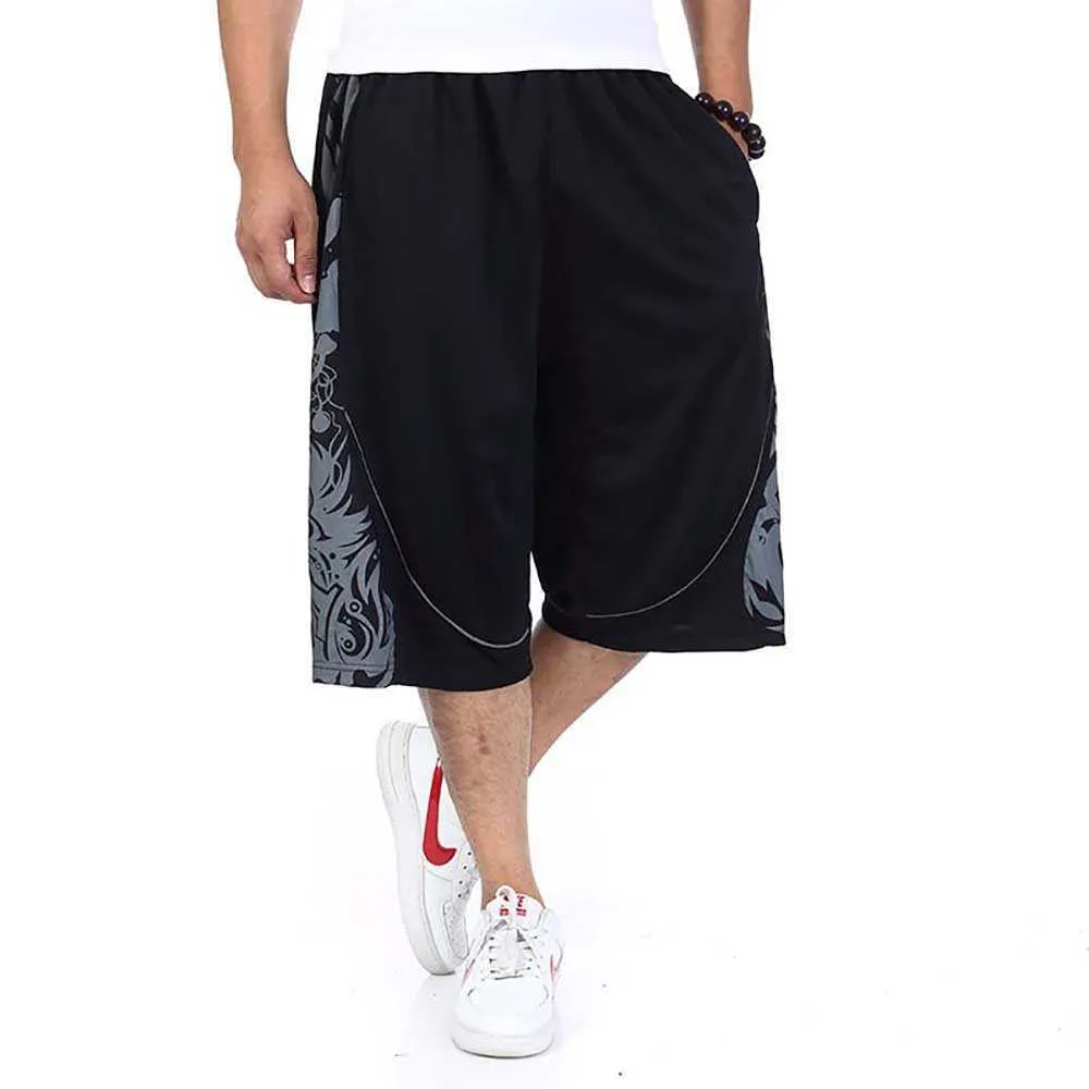 Summer Streetwear Men Short Hip Hop Harem Boardshorts American Fashion Loose Baggy Exercise Shorts Elastic Waist Plus Size 210714