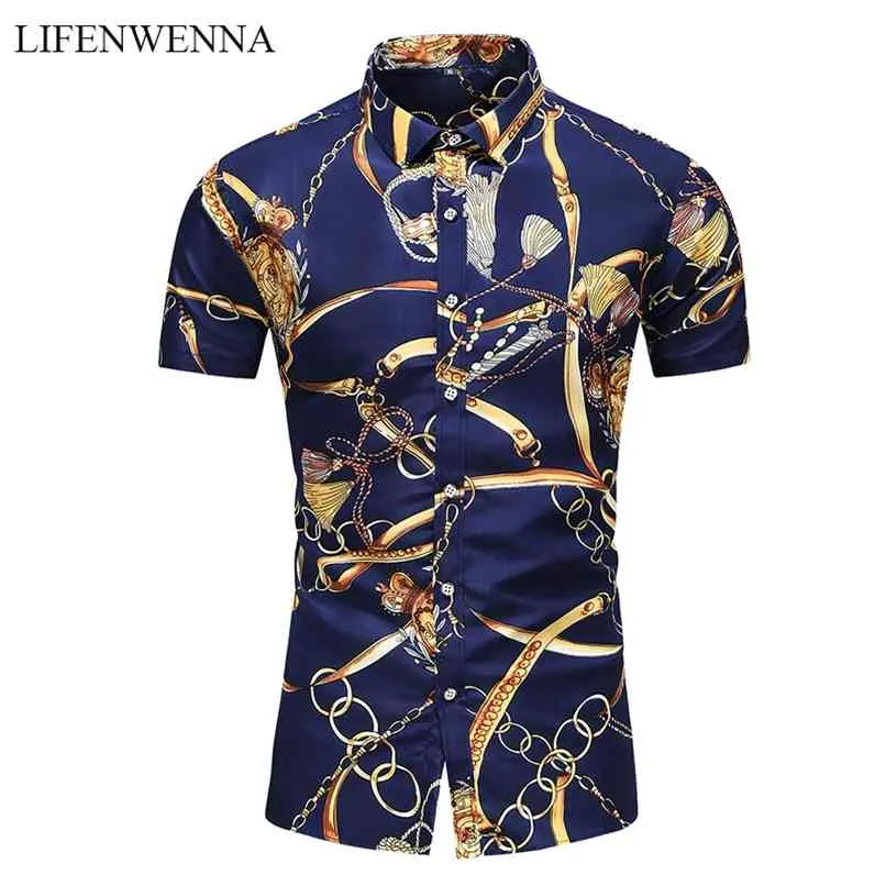 5XL 6XL 7XL Shirt Men Summer Fashion Personality Printed Short Sleeve s Casual Plus Size Beach Hawaiian 210809