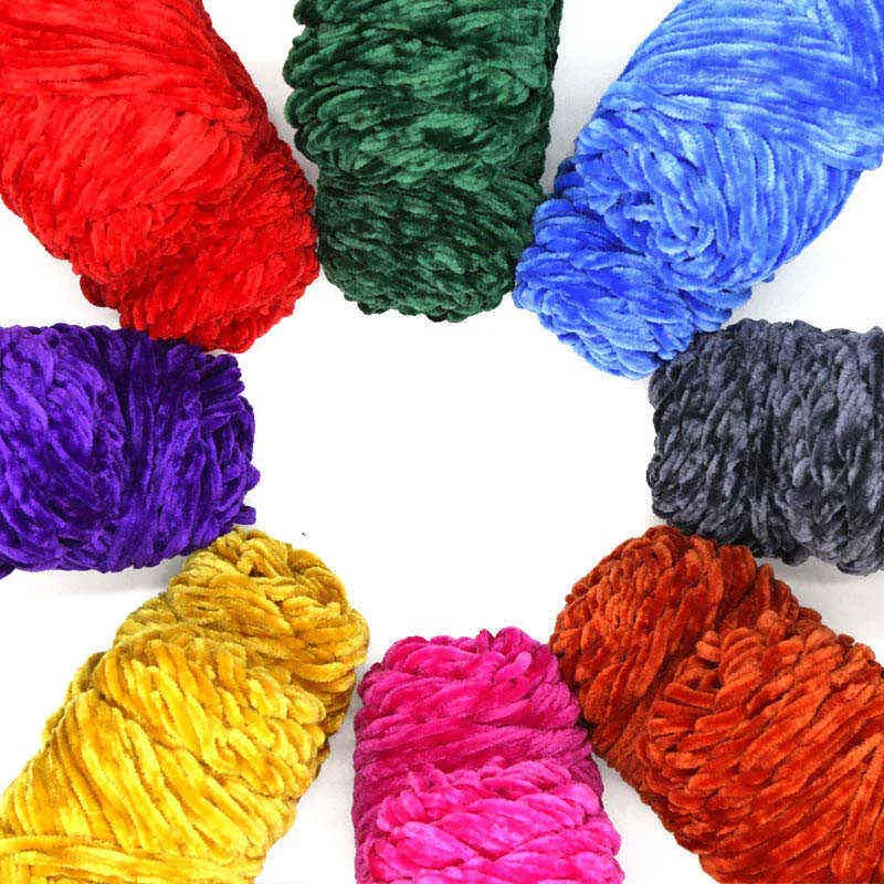 1 unid 100 g hilo de chenilla nuevo suave grueso diy terciopelo tejido voluminoso suéter grueso crochet bluepink tejido babysoft lana artesanía Y211129