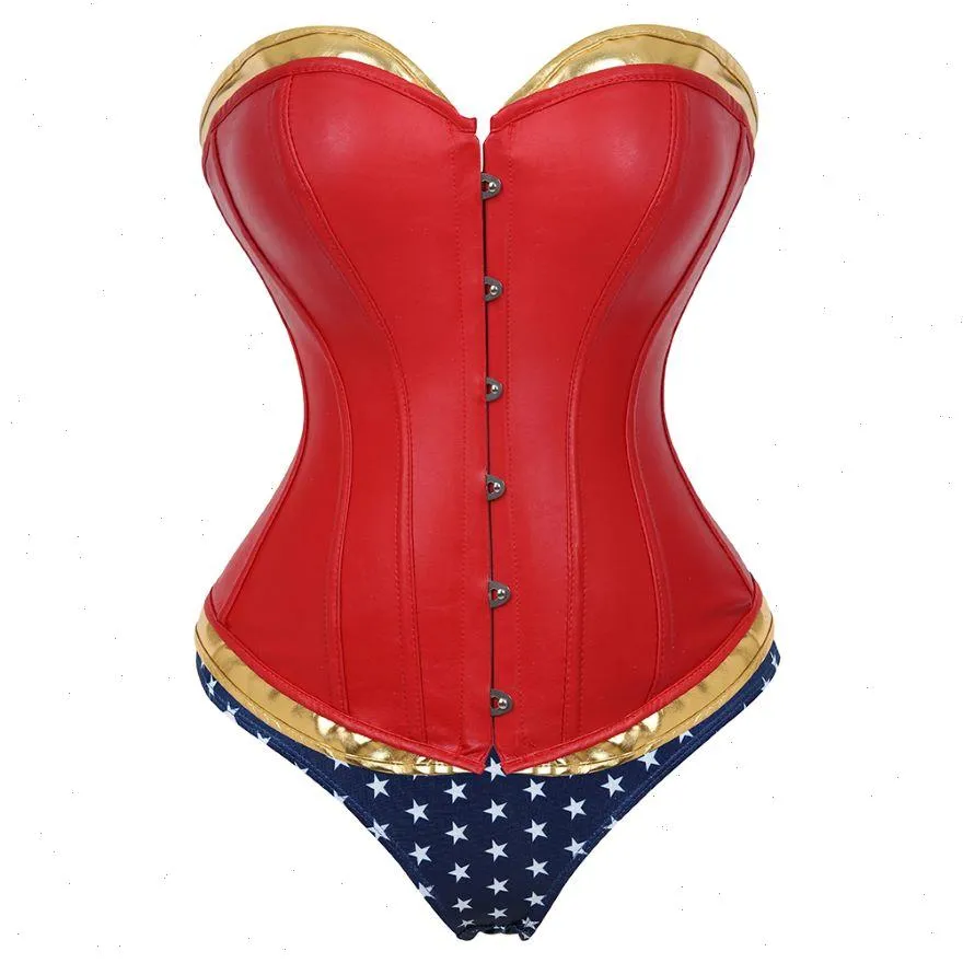 Women Sexy Faux Leather Overbust Corset Top Waist Cincher Body Shaper ...