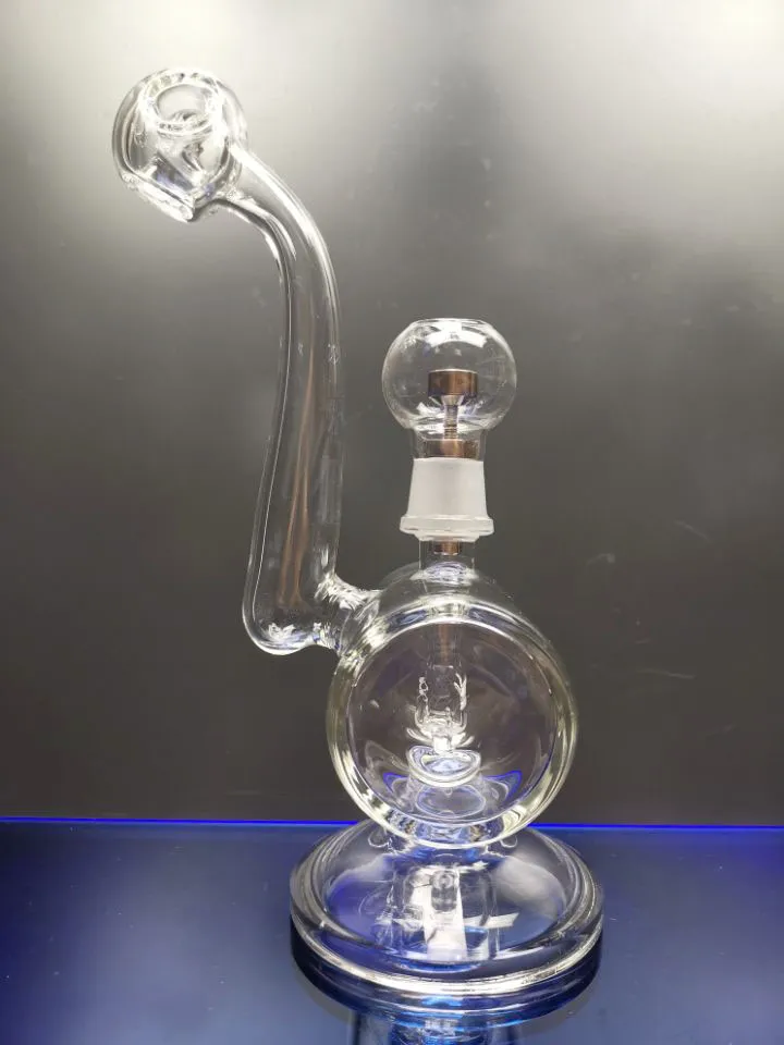 Tjockt glas Bong Dab Rig Water Pipe Recycler Oil Rigs Glass Oil Burner Water Bong With Titanium Nail 18,8mm Joint Zeusart Shop